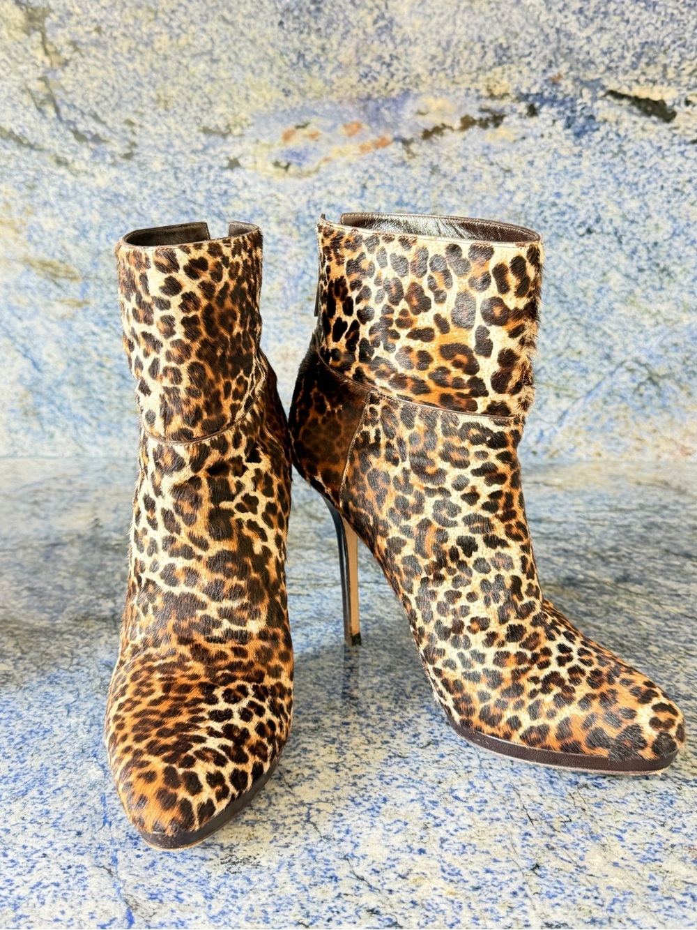Jimmy Choo Leopard-Print Stiletto Ankle Boots - Brown, Black